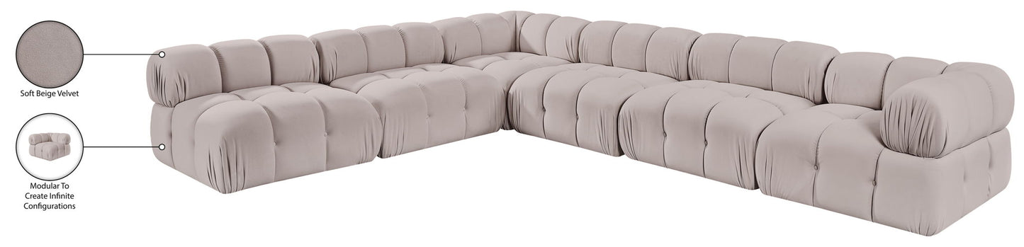 Orin - Velvet 6 Piece Modular L-Shaped Sectional