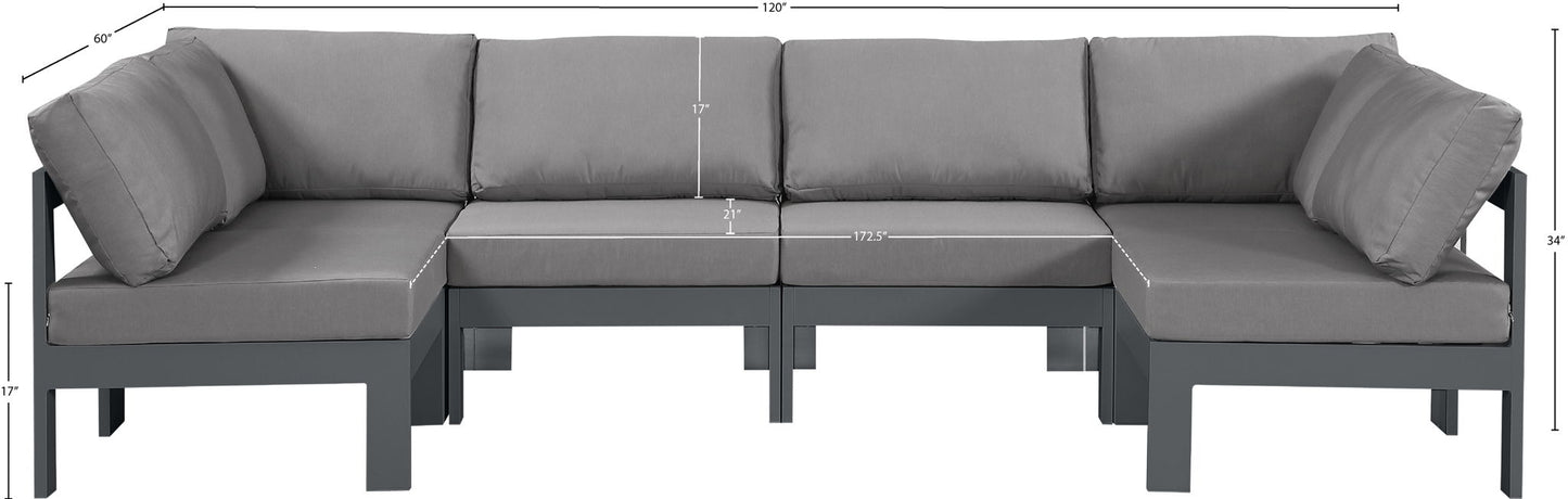 Nizuc - Outdoor Patio 6 Piece Modular Sectional With Gray Frame