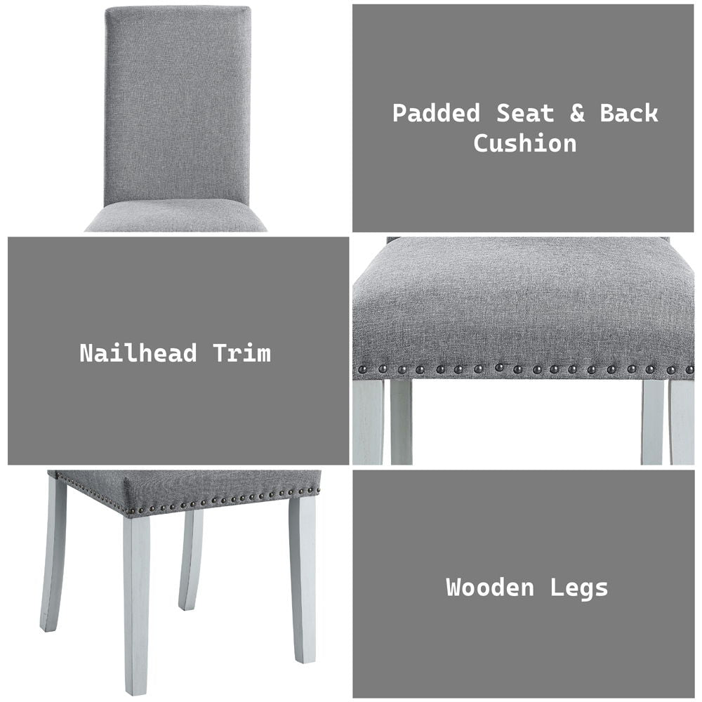 Lanton - Side Chair (Set of 2) - Gray Linen & Antique White