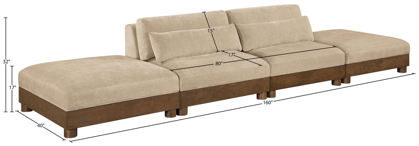 Turin - Chenille Fabric Upholstered Modular Sectional - Beige