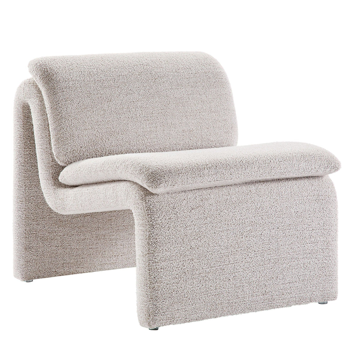 Lume Boucle Upholstered Armless Accent Chair - Parchment