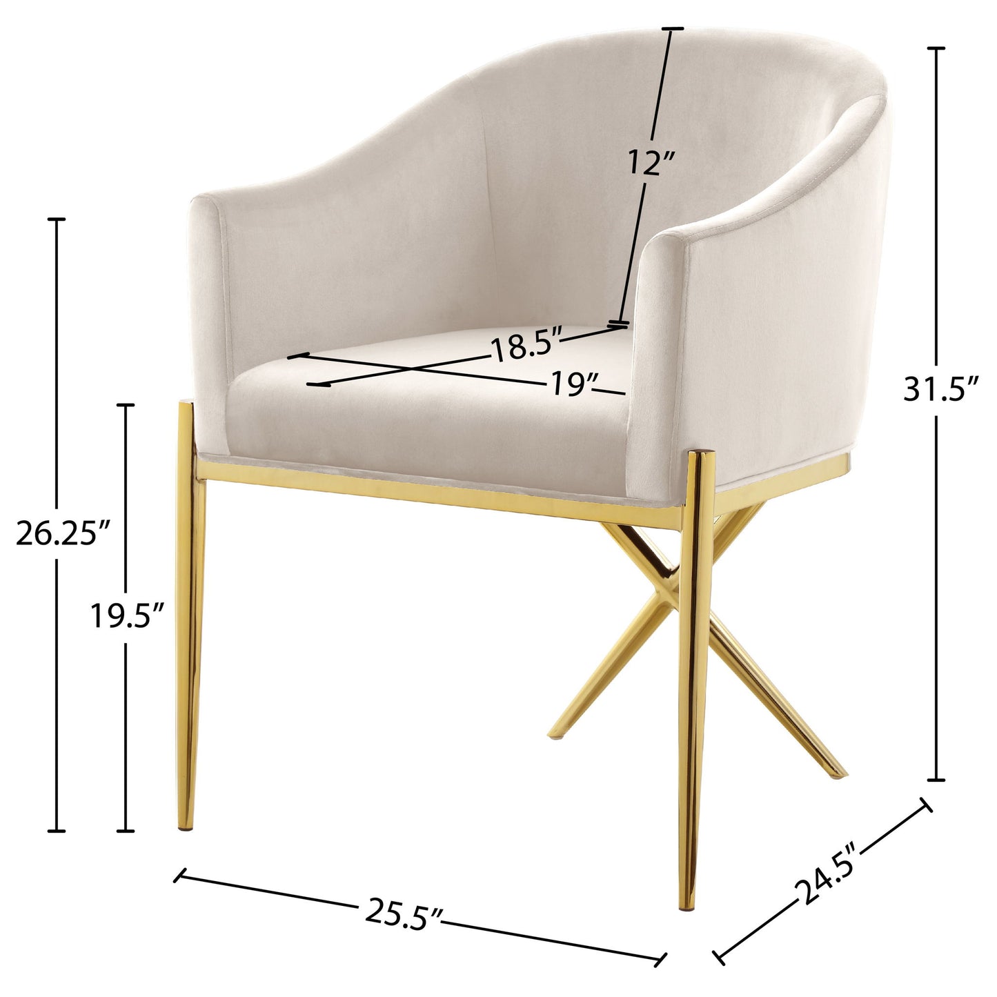 Xavier - Dining Chair with Gold Legs