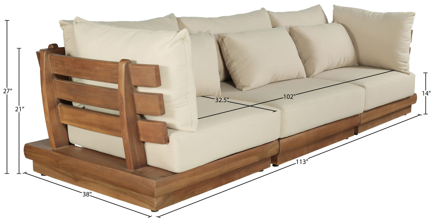 Mirella - 3 Piece Water Resistant Fabric Upholstered Outdoor Patio Modular Sofa