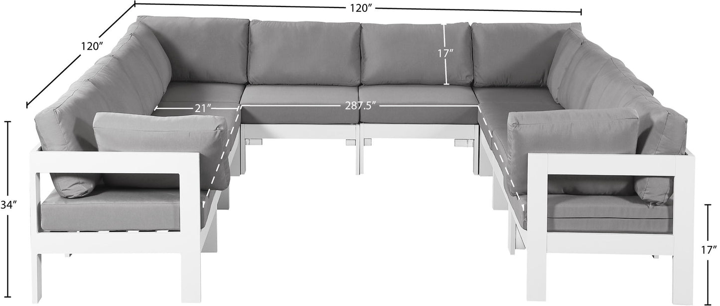 Nizuc - Outdoor Patio 10 Piece Modular Sectional With White Frame