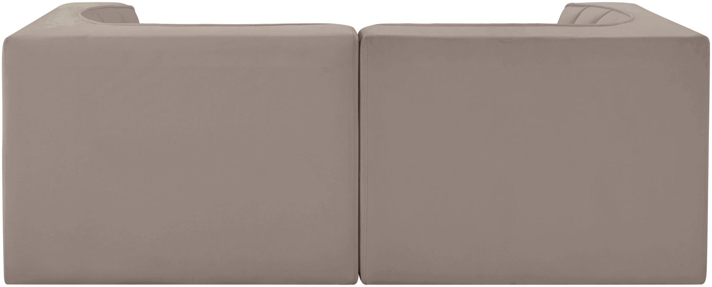 Rummi - Velvet Performance Fabric Upholstered 2 Piece Modular Loveseat