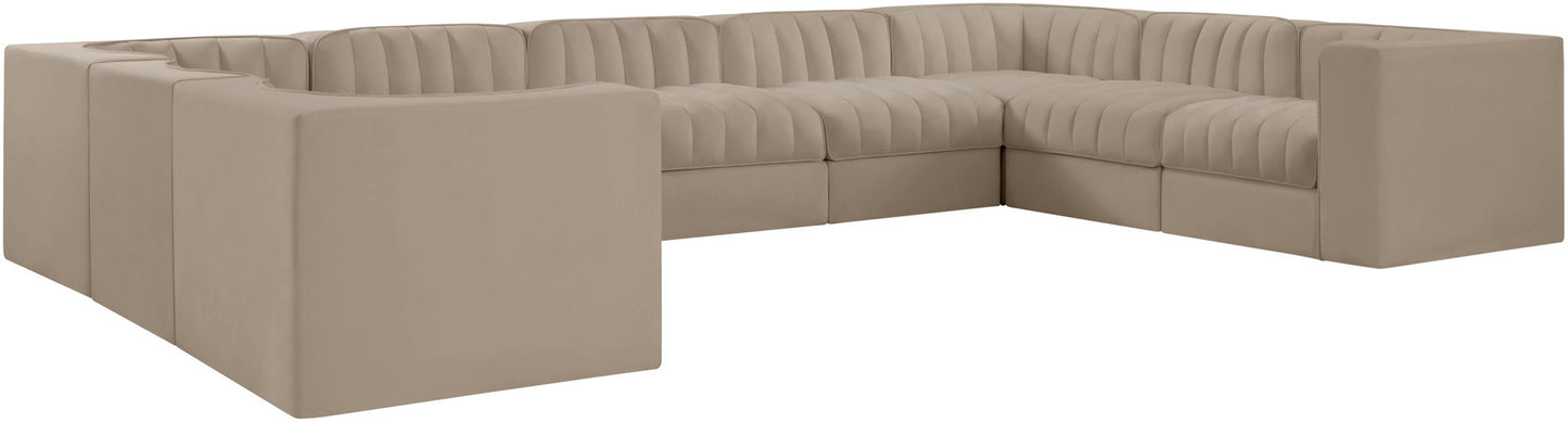 Rummi - Velvet Performance Fabric Upholstered 9 Piece Modular Sectional