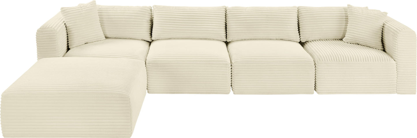 Shaggy - 5 Piece Modular Sectional With Ottoman