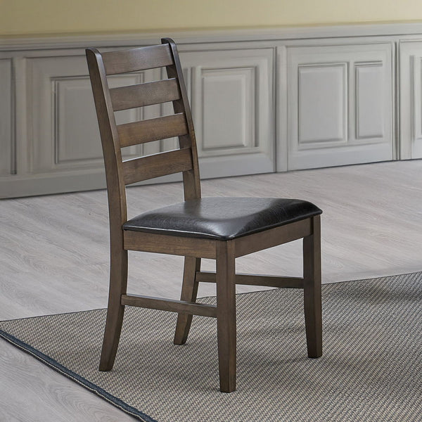 Damica - Side Chair (Set of 2) - Brown Synthetic Leather & Walnut
