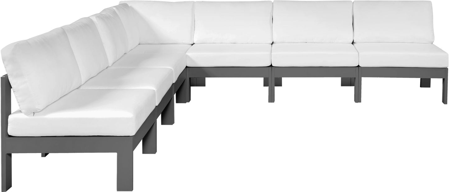 Nizuc - Outdoor Patio 7 Piece Modular Sectional With Gray Frame