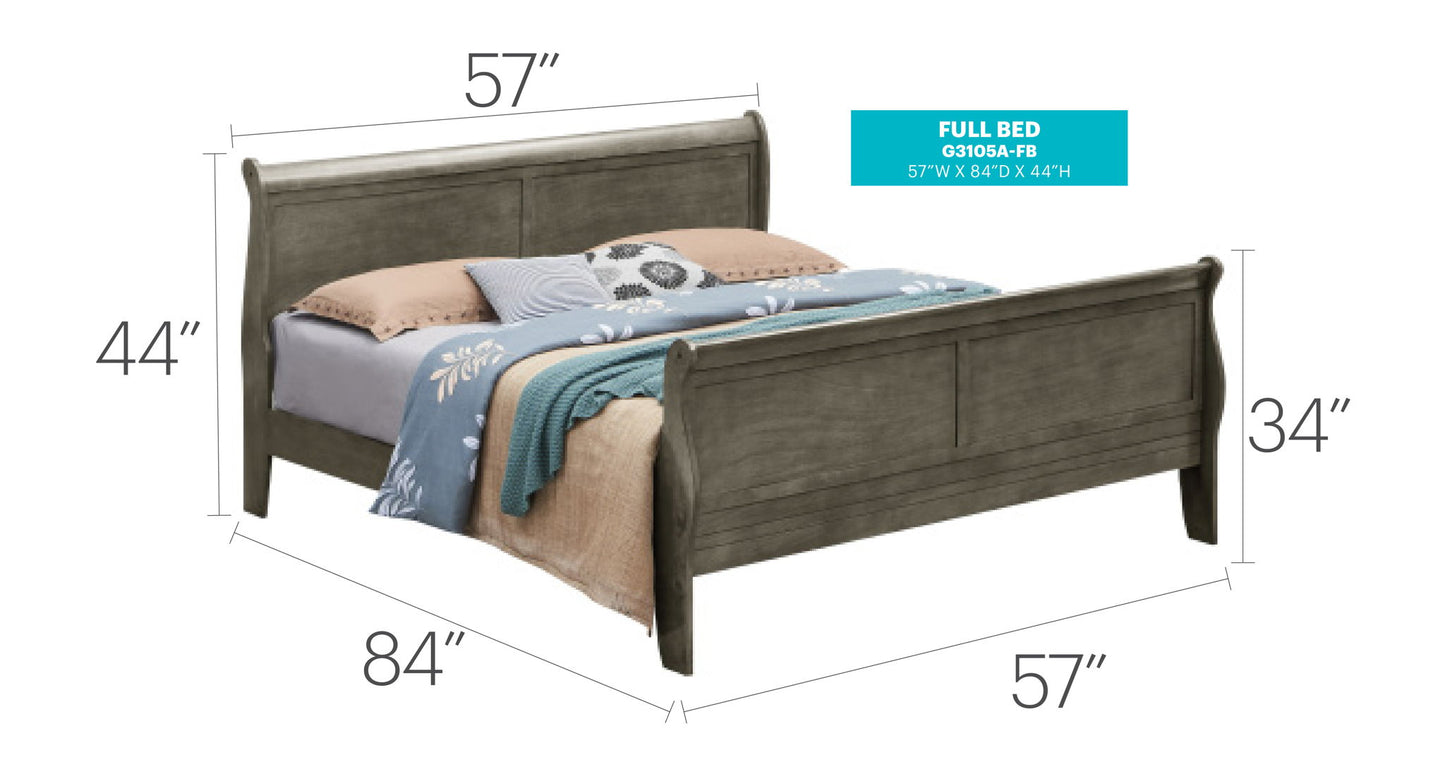 Glory Furniture - Louis Phillipe - Sleigh Bed