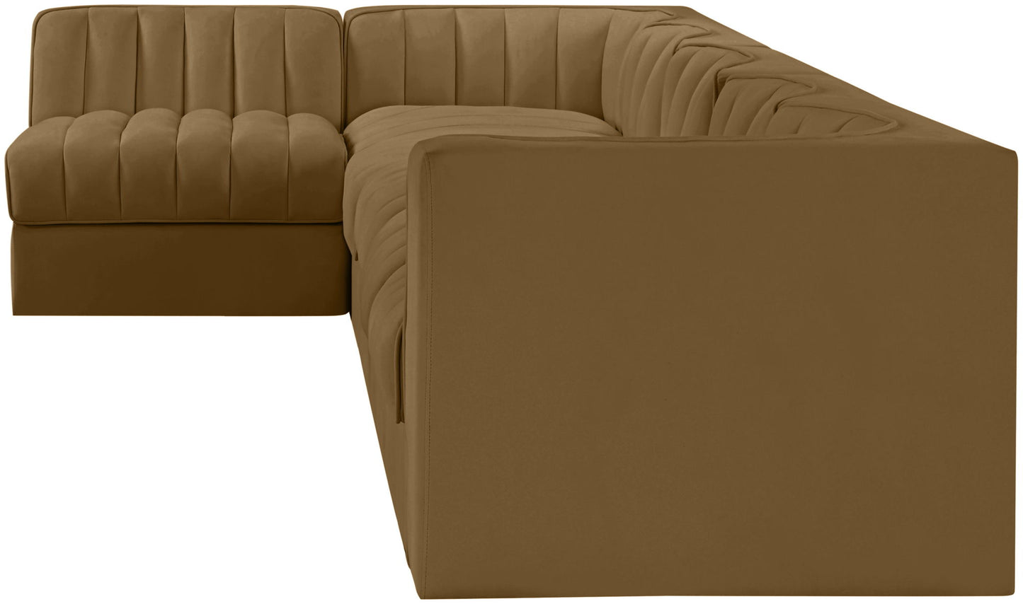 Rummi - Velvet Performance Fabric Upholstered 6 Piece Modular Sectional, L-Shaped (Right)