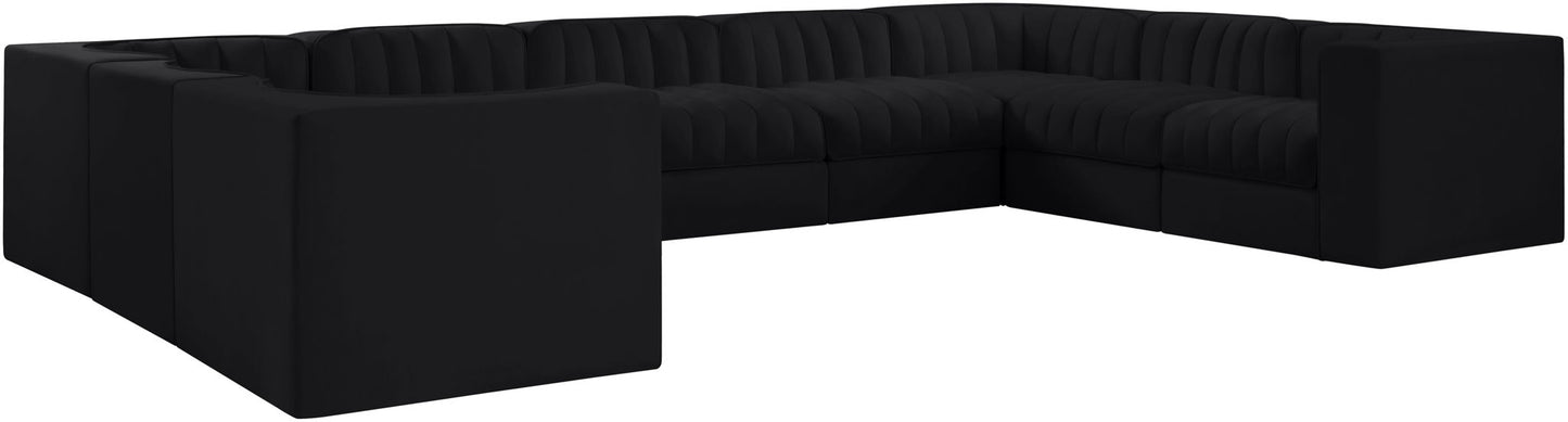 Rummi - Velvet Performance Fabric Upholstered 9 Piece Modular Sectional