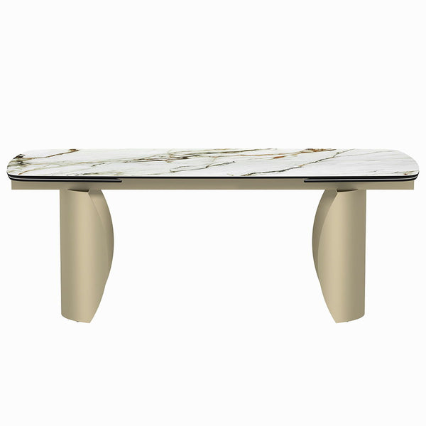 Cora - Dining Table - Ceramic Top & Golden Champange