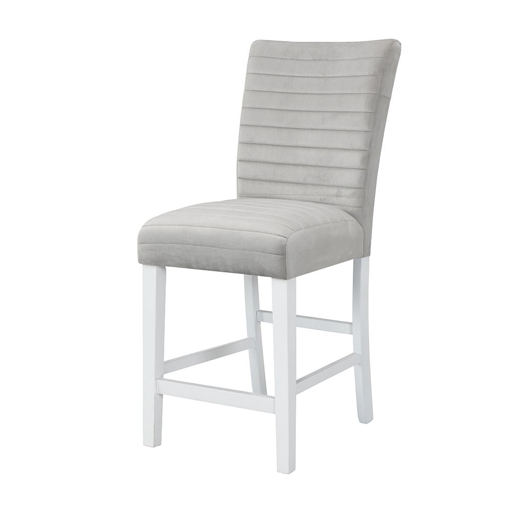 Elizaveta - Counter Height Chair (Set of 2) - Gray Velvet &White High Gloss