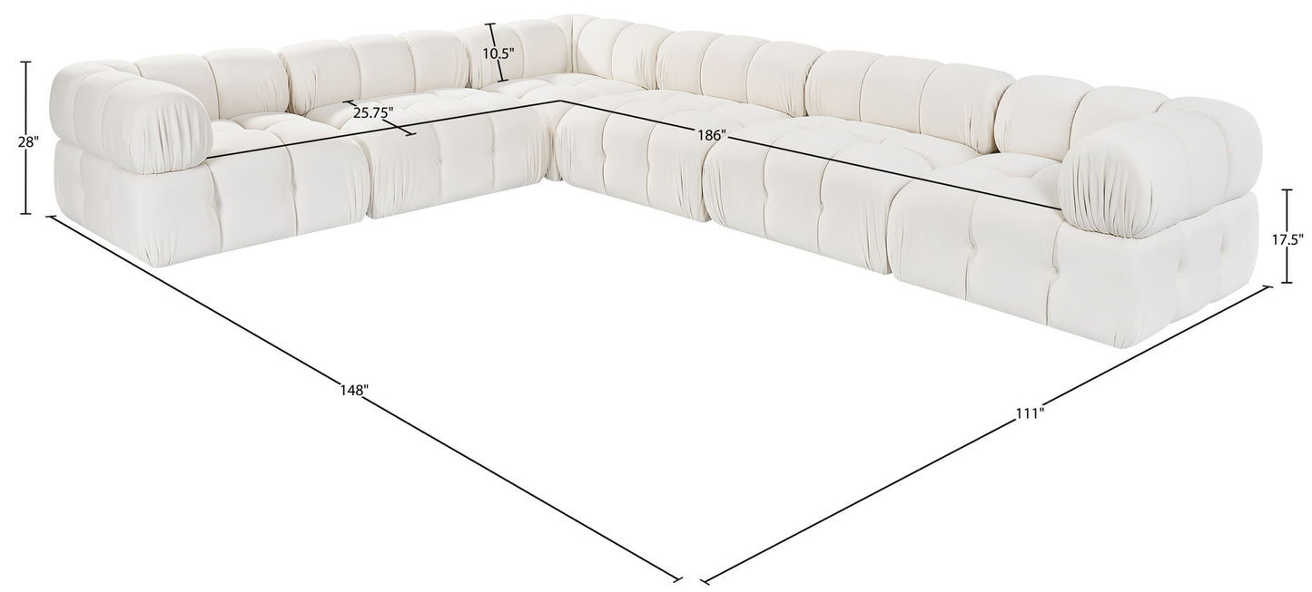 Orin - L-Shaped Velvet 6 Piece Modular Sectional