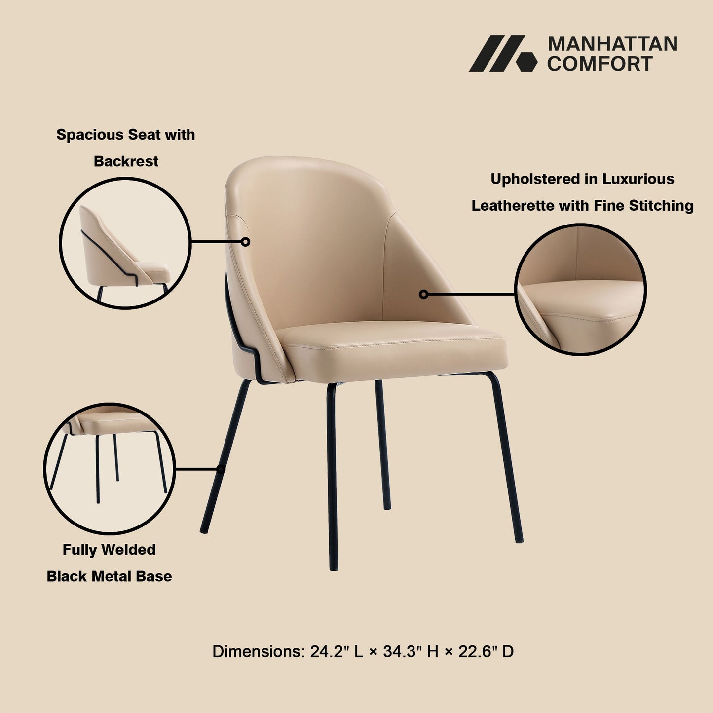Manhattan Gracie - Dining Chair With Black Legs