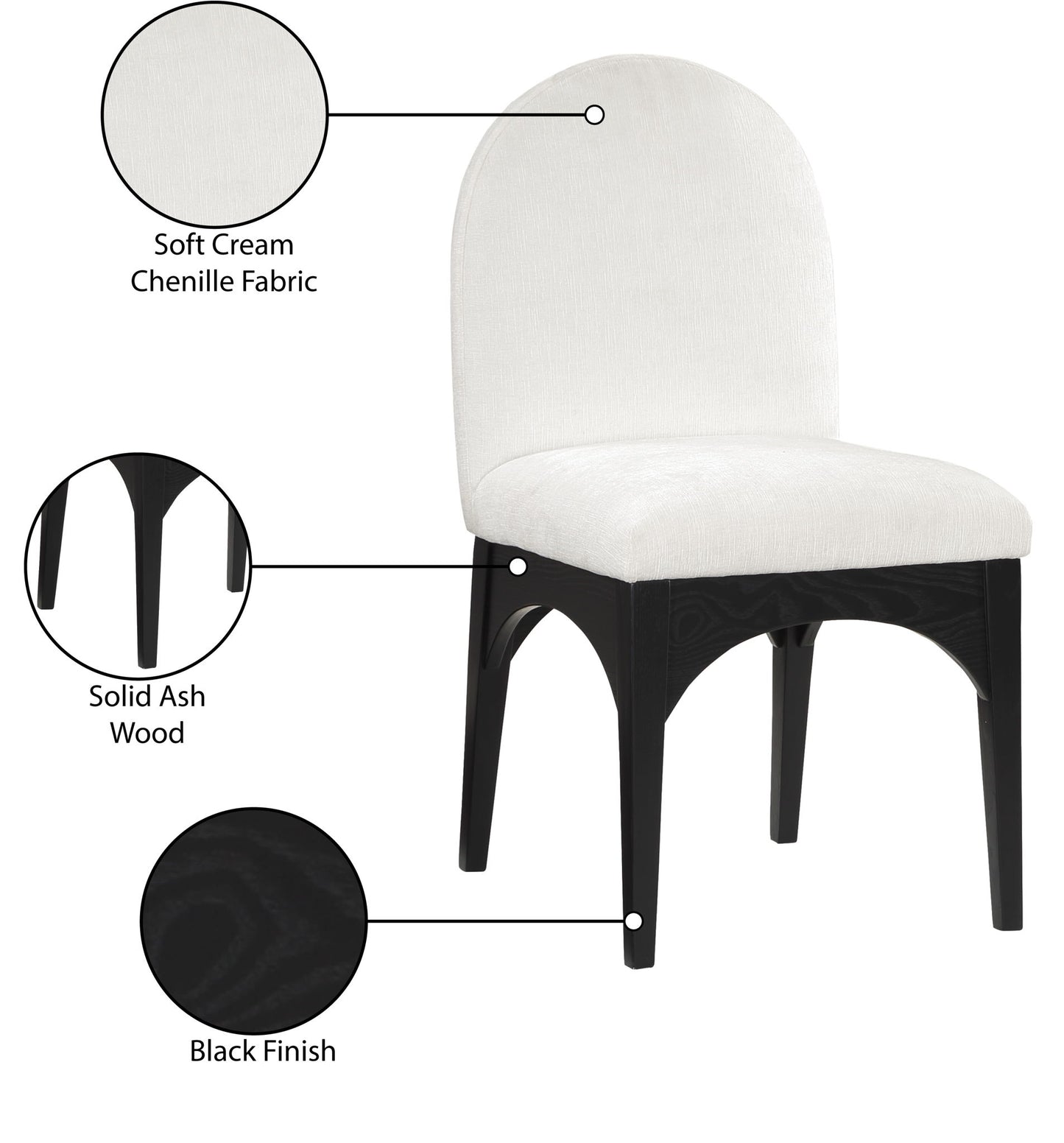 Waldorf - Chenille Dining Side Chair With Black Legs