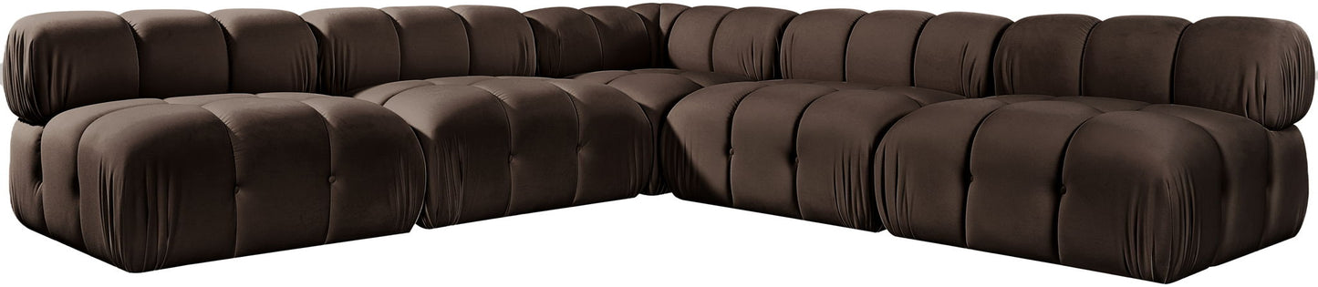 Orin - Velvet Fabric 5 Piece Modular Sectional