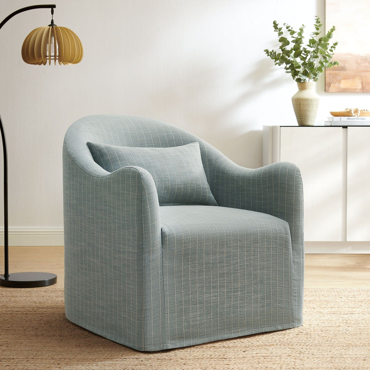 Bardot Striped Accent Chair - Spa Blue Stripe