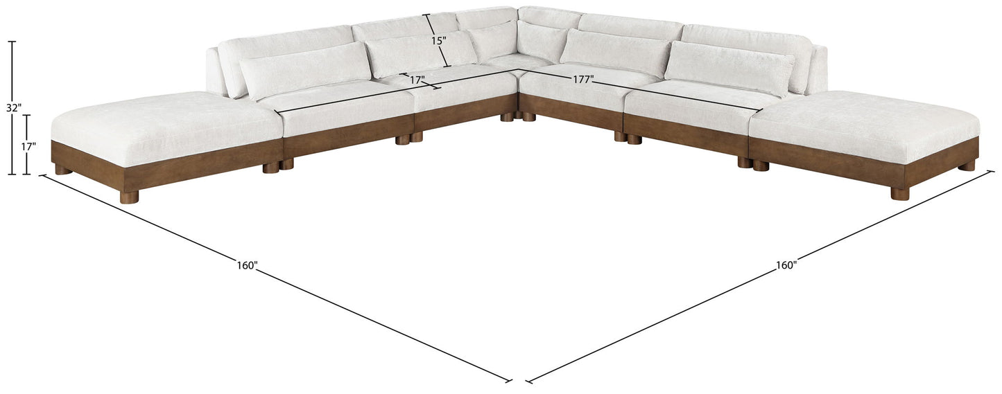 Turin - Chenille Fabric Upholstered Modular Sectional - Cream