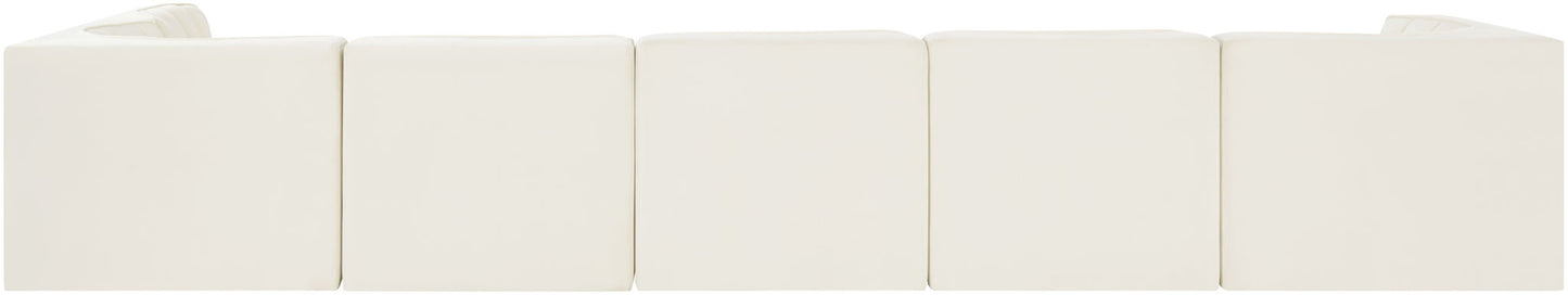 Rummi - Velvet Performance Fabric Upholstered 6 Piece Modular Sectional, L-Shaped (Right)