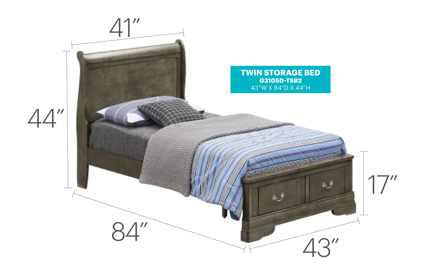 Glory Furniture - Louis Phillipe - Storage Bed