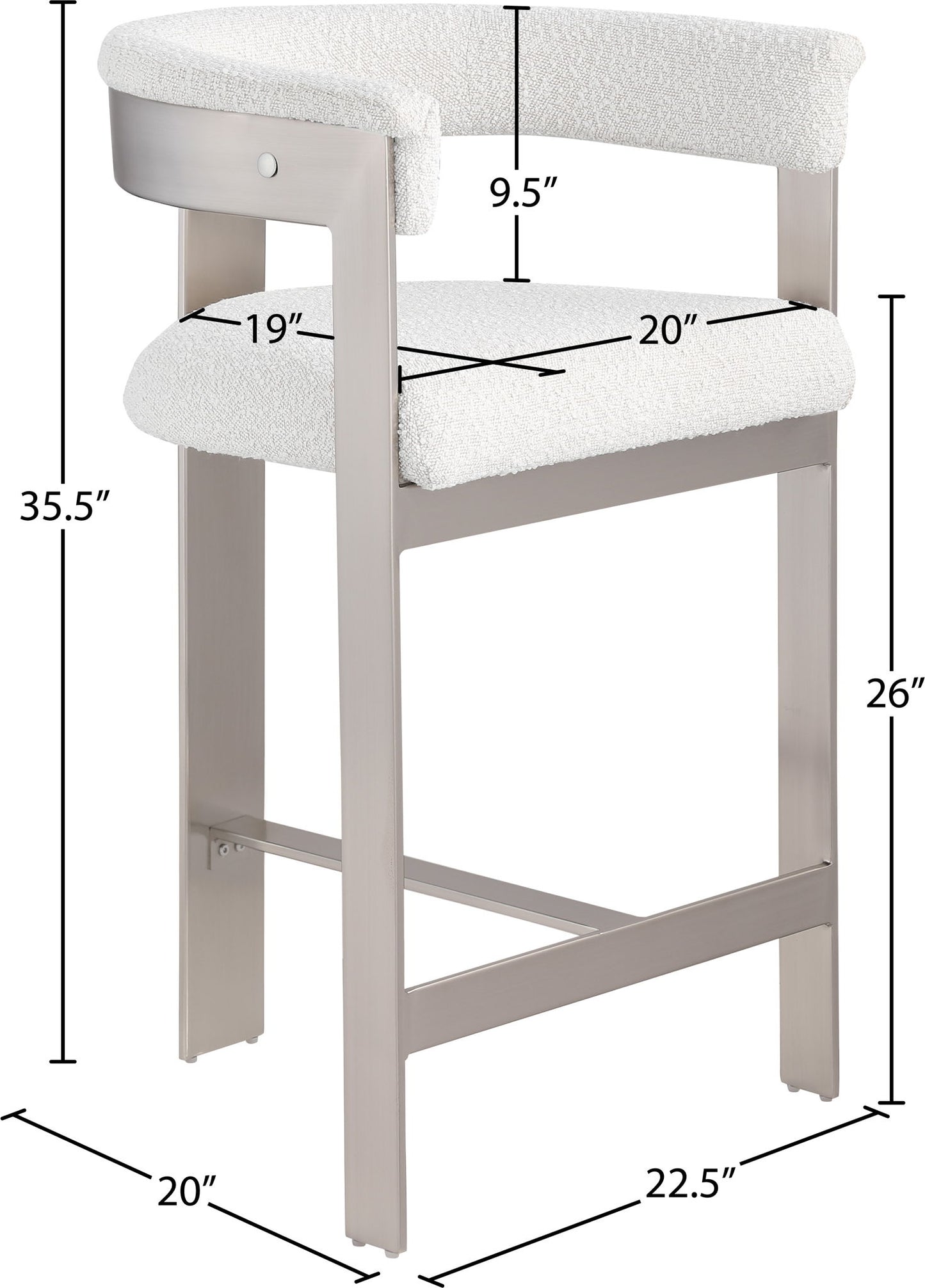 Romeo - Boucle Counter Stool With Silver Base (Set of 2)