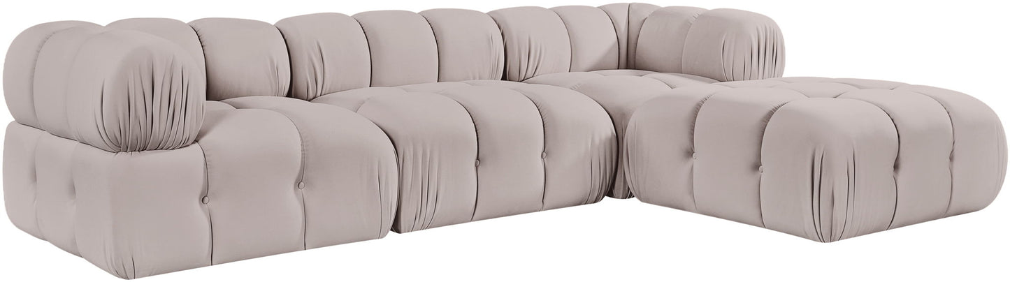 Orin - Velvet 4 Piece Modular Sectional With Chaise