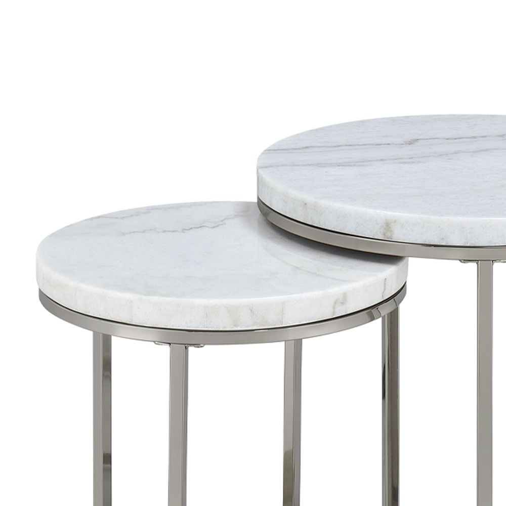 Zaidee - Nesting Table Set - Marble Top & Nickel