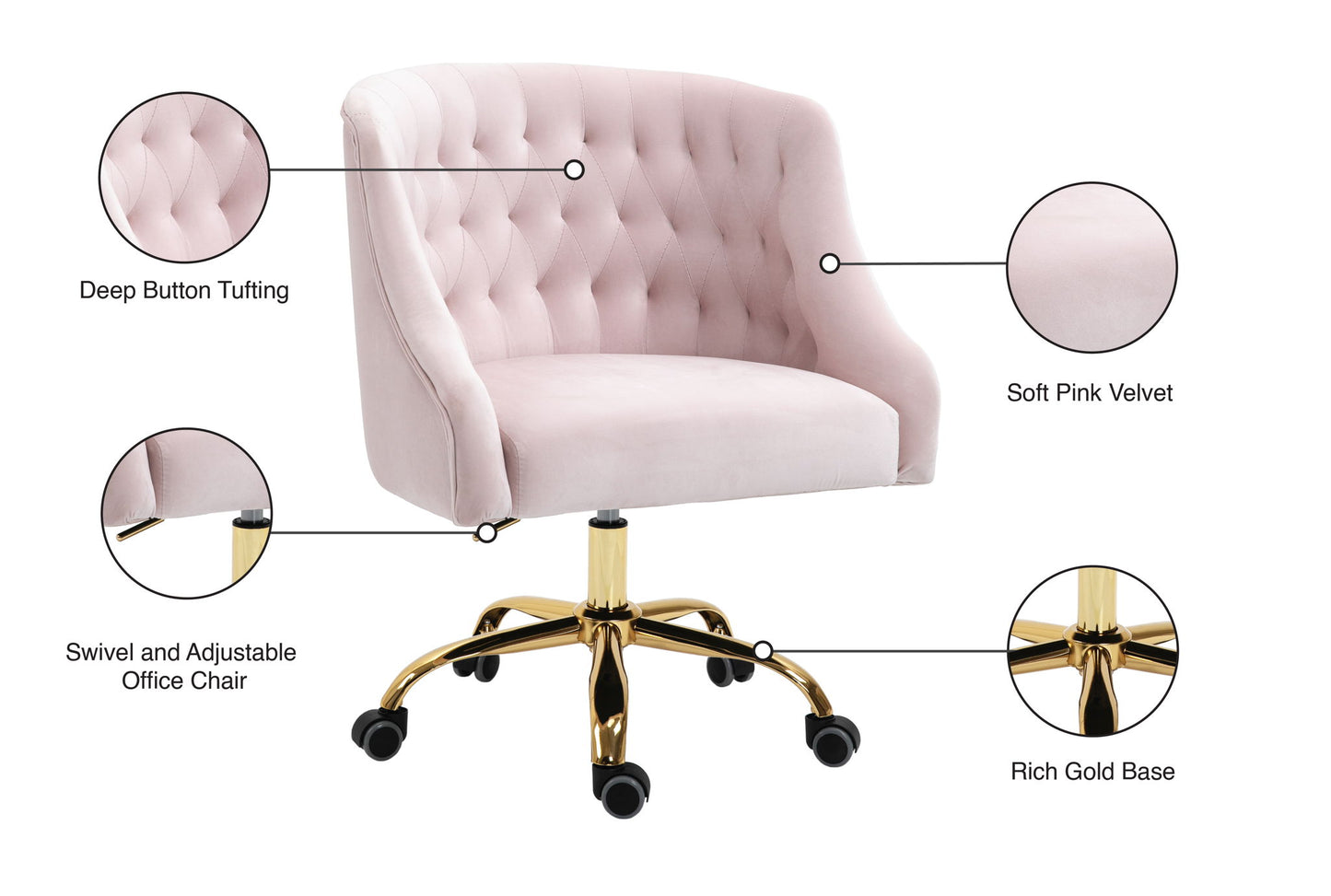 Arden - Office Chair with Gold Legs