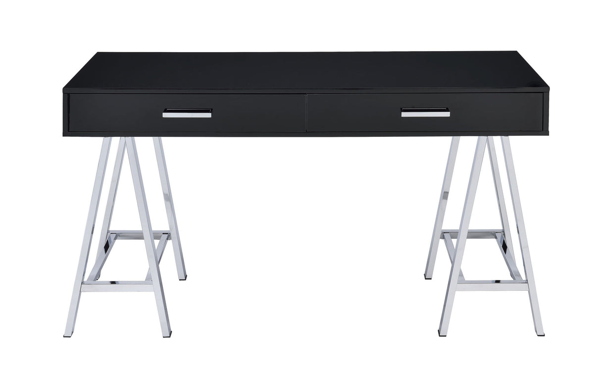 Coleen - Writing Desk - Black High Gloss & Chrome