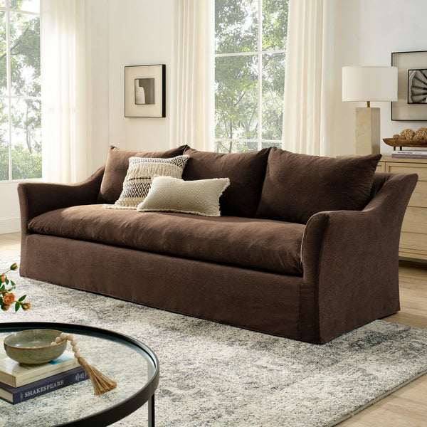Somerset 92" Slipcovered Linen Blend Sofa - Cocoa