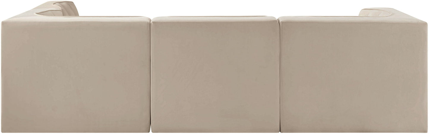 Rummi - Velvet Performance Fabric Upholstered 4 Piece Modular Sectional