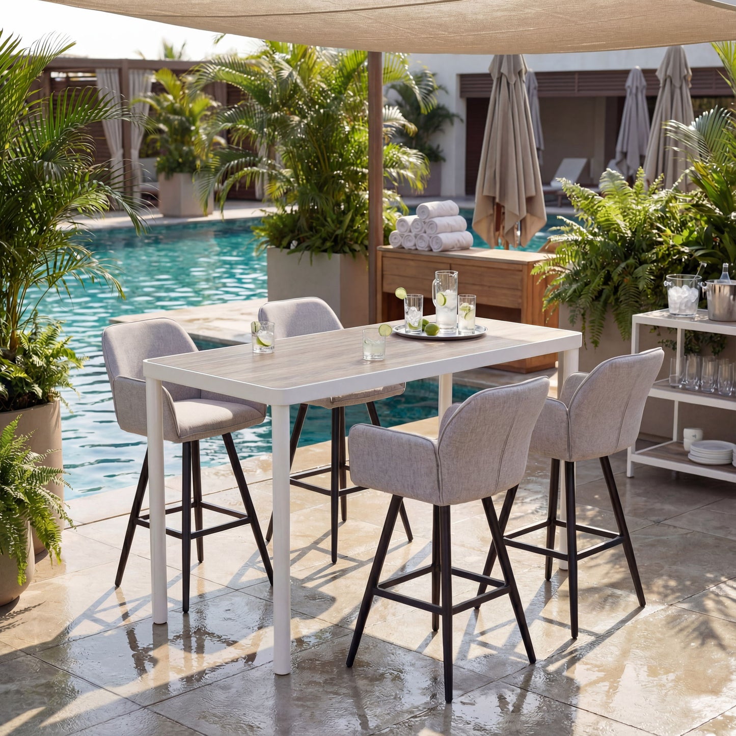 Sieve - Swivel Barstool - Beige / Black