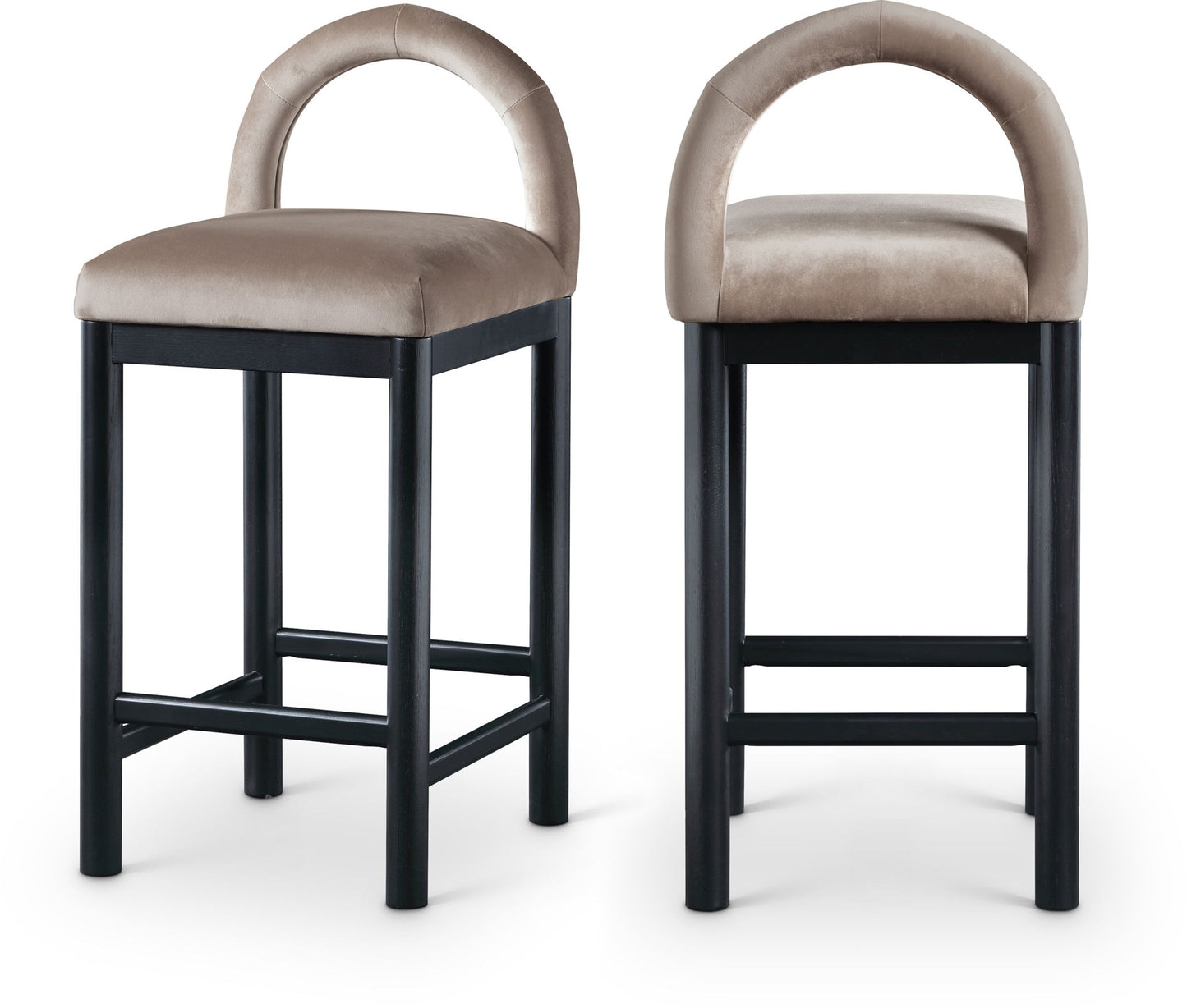 Conrad - Velvet Counter Stool With Black Legs