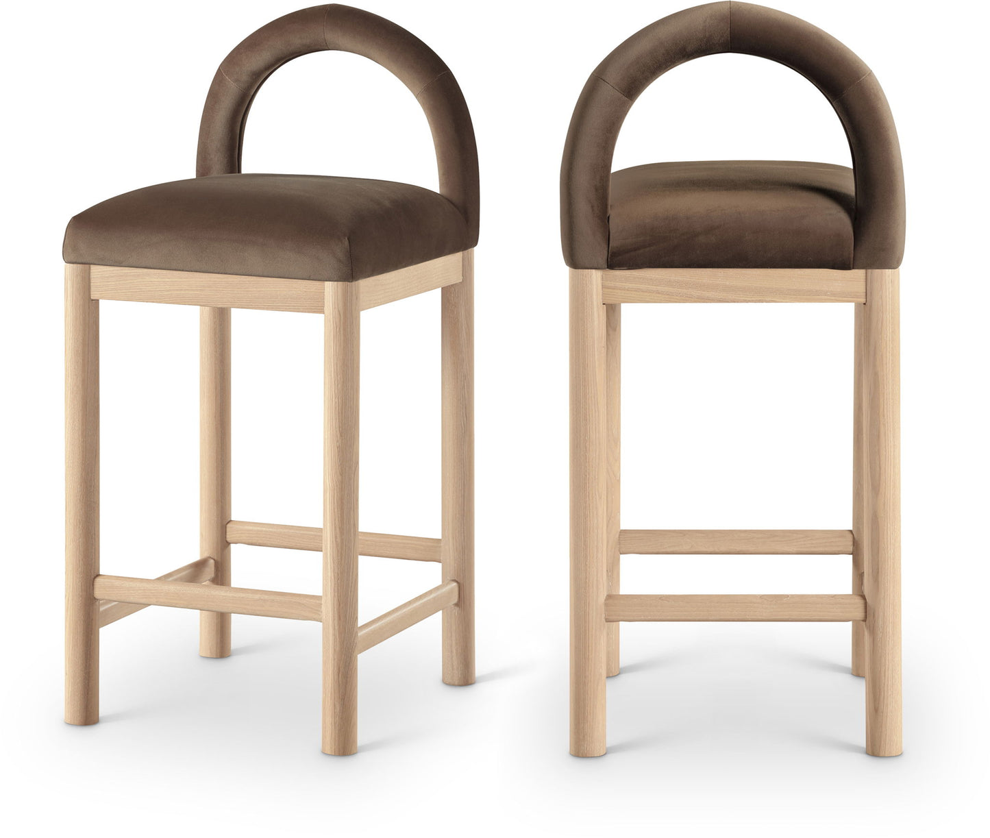 Conrad - Velvet Counter Stool With Natural Legs