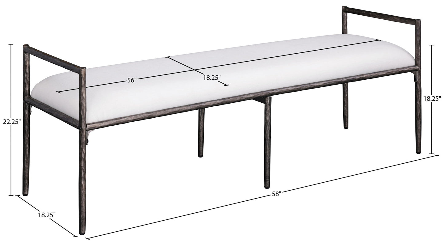 Axis - Linen Textured Cream Fabric Upholstered Bench