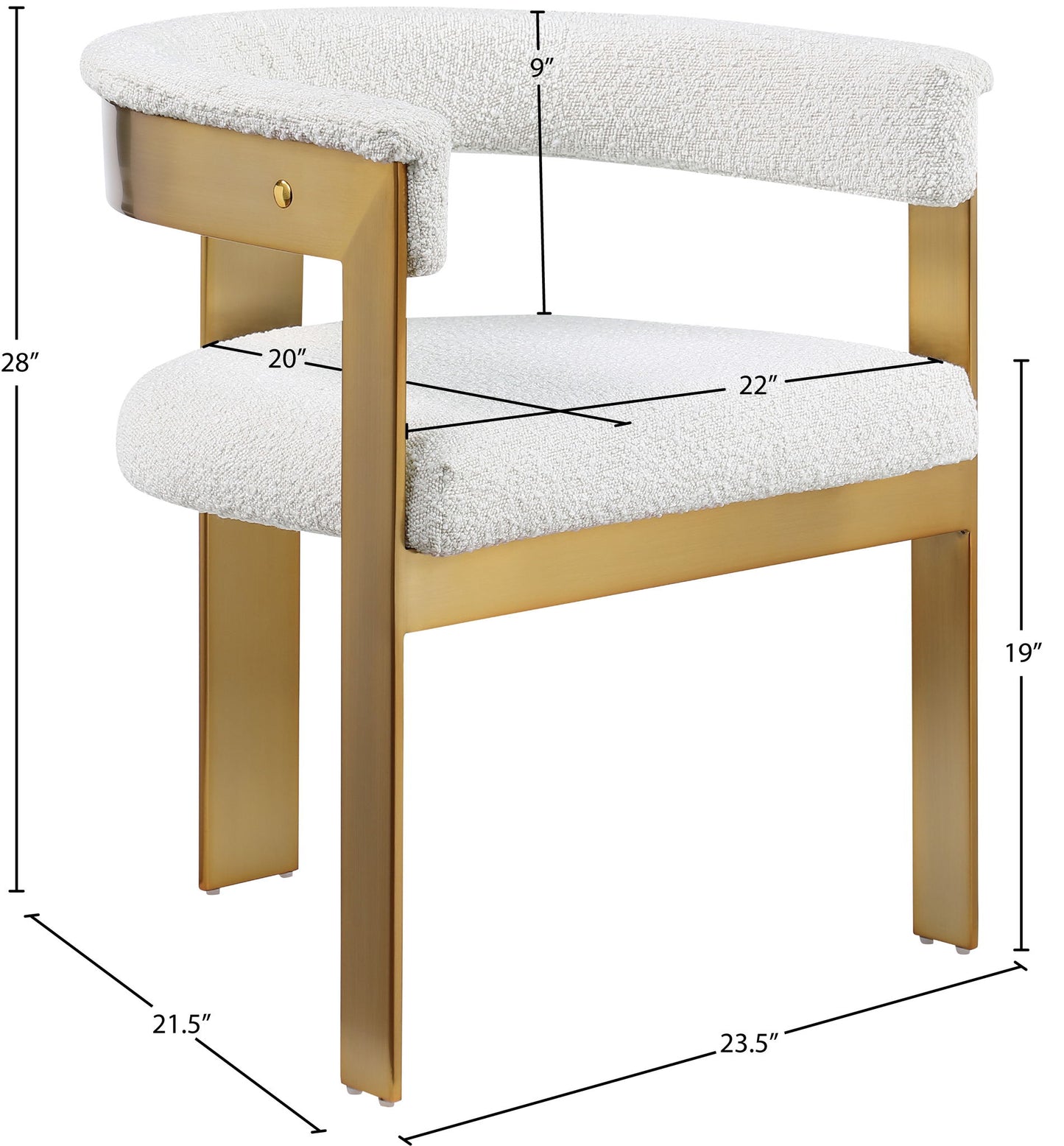 Romeo - Boucle Dining Chair With Gold Base (Set of 2)