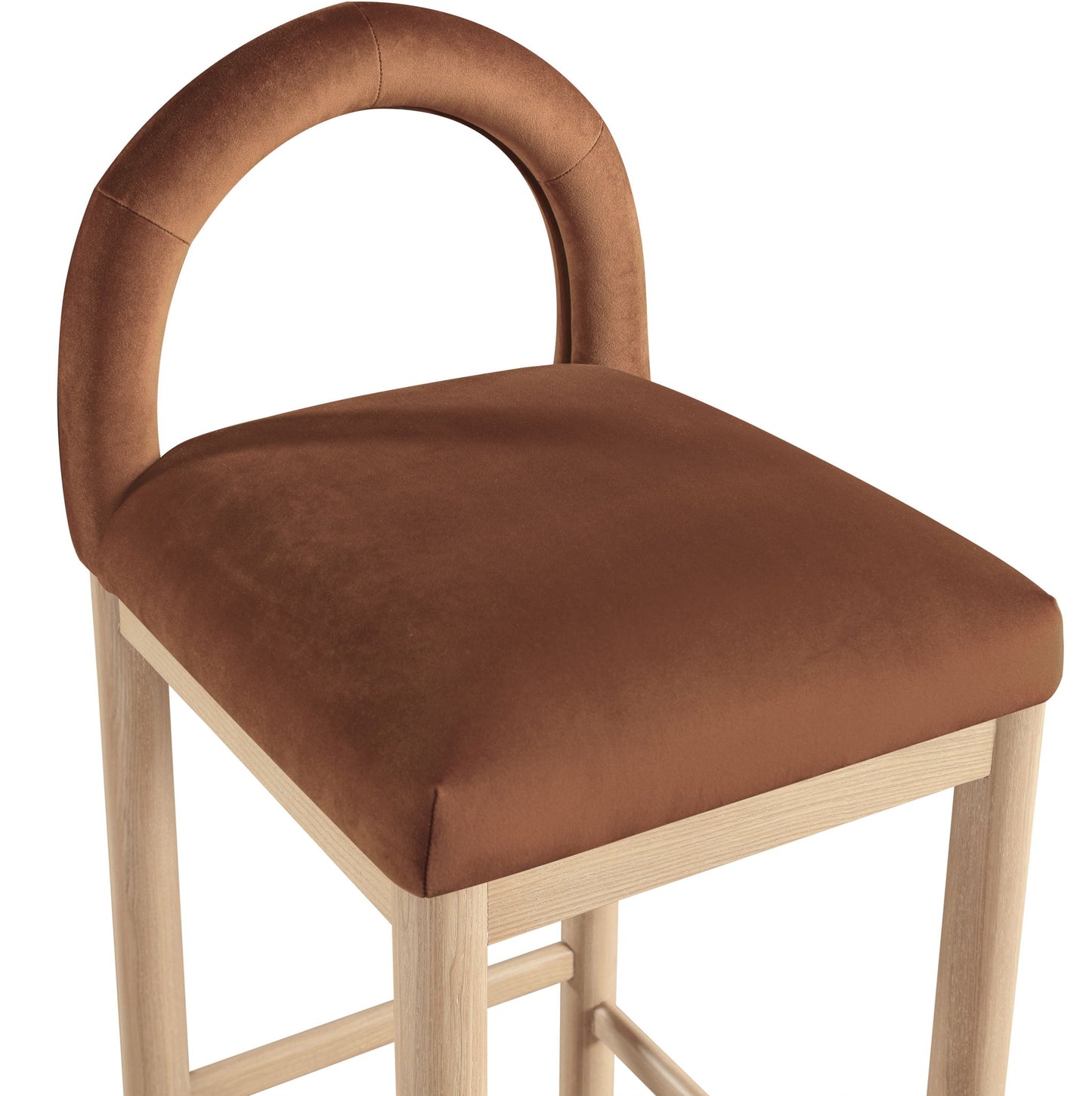 Conrad - Velvet Counter Stool With Natural Legs