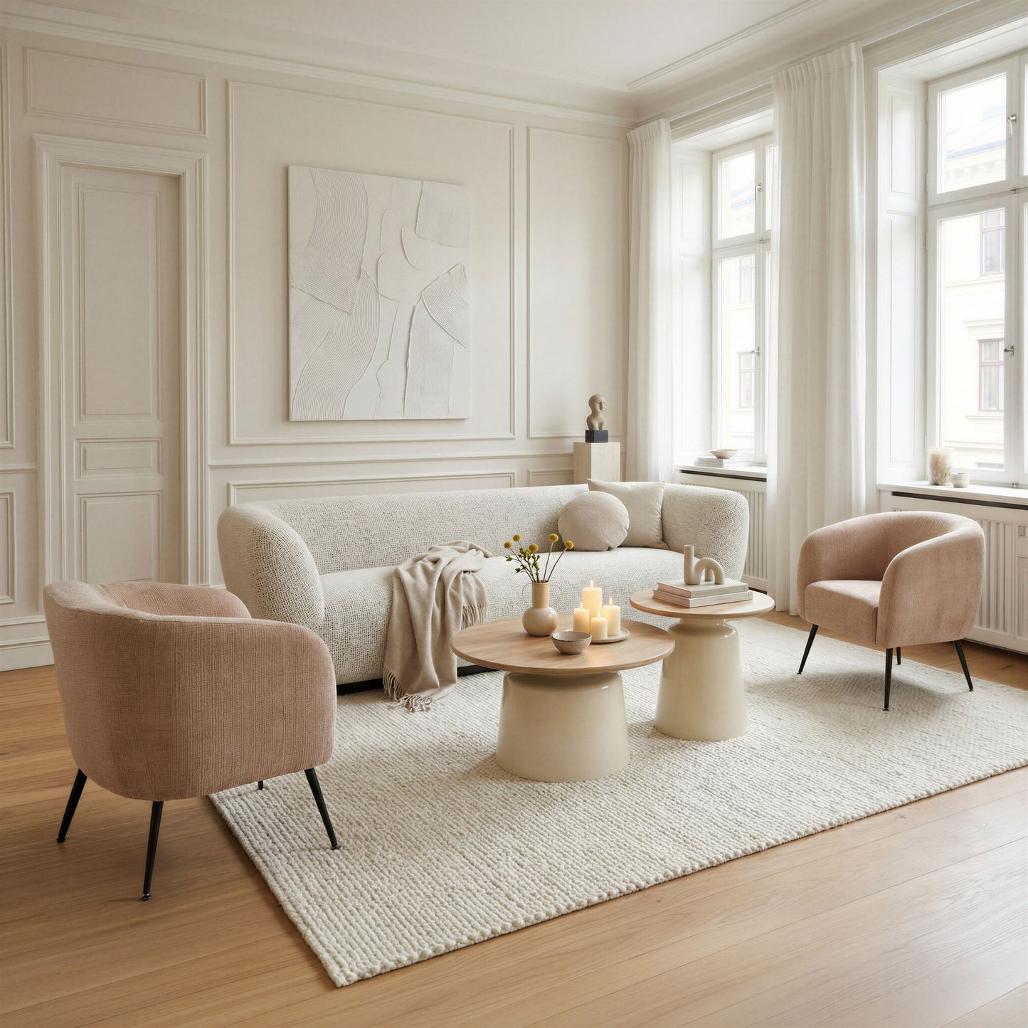 Lireen - Coffee Table Set - Natural / Ivory