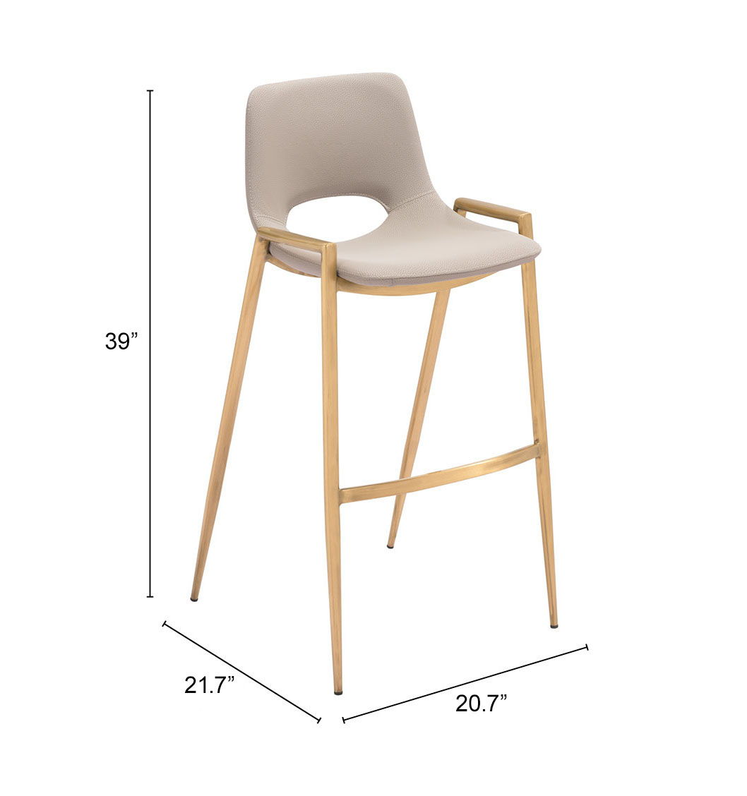 Desi - Barstool Chair With Gold Base (Set of 2)