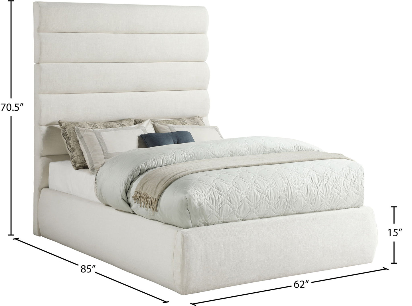 Adam - Linen Fabric Bed With 70.5" Headboard