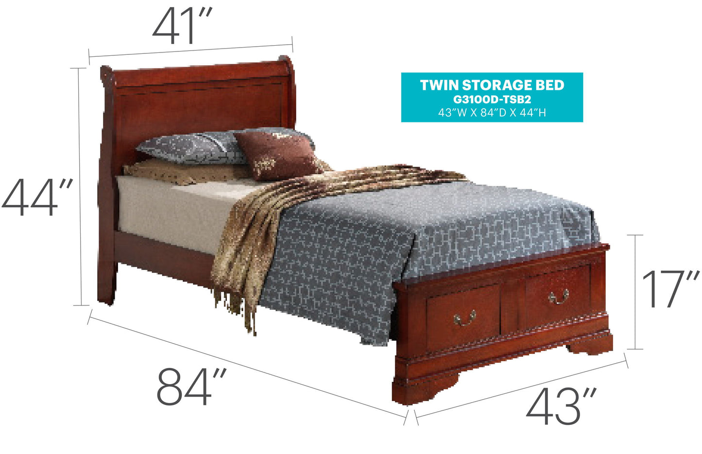 Glory Furniture - Louis Phillipe - Storage Bed