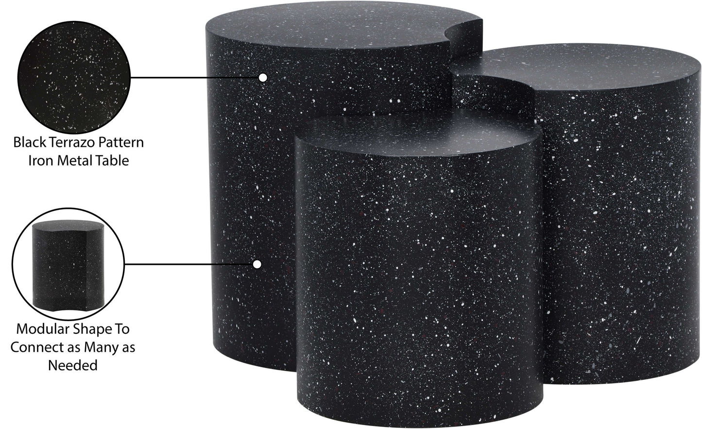 Dimple - 20" 3 Piece Modular End Table - Terazzo Finish