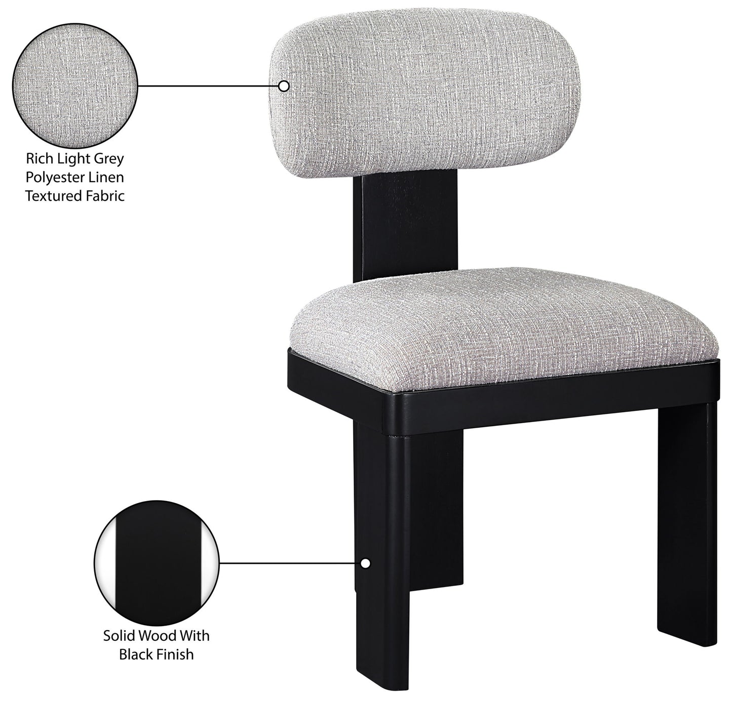 Timbra - Linen Textured Fabric Upholstered Dining Chair (Set of 2) - Black Base