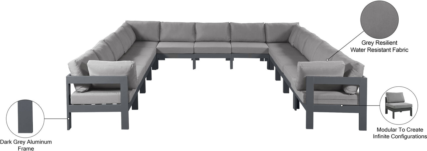 Nizuc - Outdoor Patio 13 Piece Modular Sectional With Gray Frame