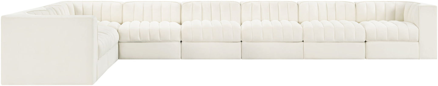 Rummi - Velvet Performance Fabric Upholstered 8 Piece Modular Sectional (With 3 Corner Chairs)