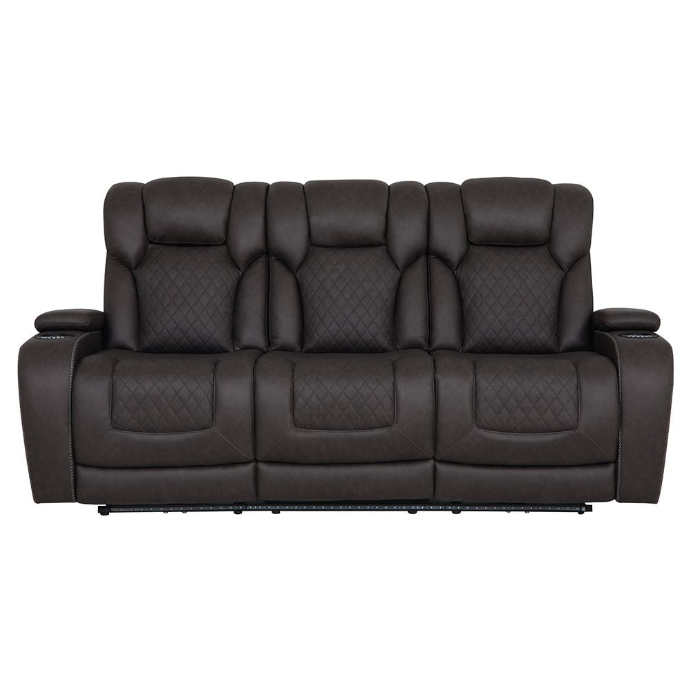 Wendell - Power Motion Sofa With Dropdown Table, Storage, USB & LED - Dark Gray