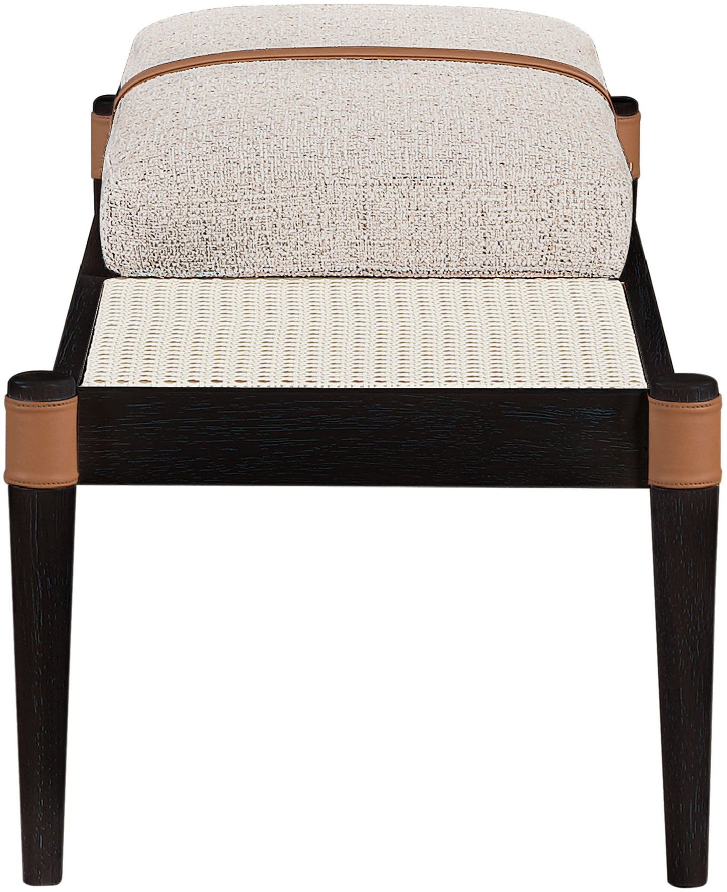 Nara - Linen Textured Fabric Upholstered Bench - Painted Black