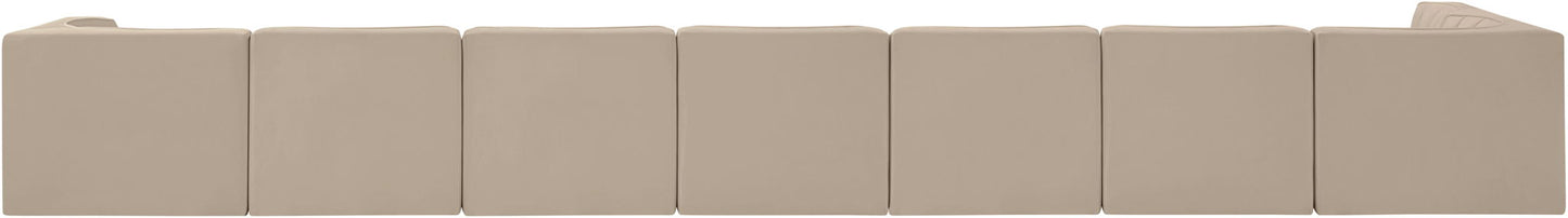 Rummi - Velvet Performance Fabric Upholstered 8 Piece Modular Sectional, L-Shaped (Right)